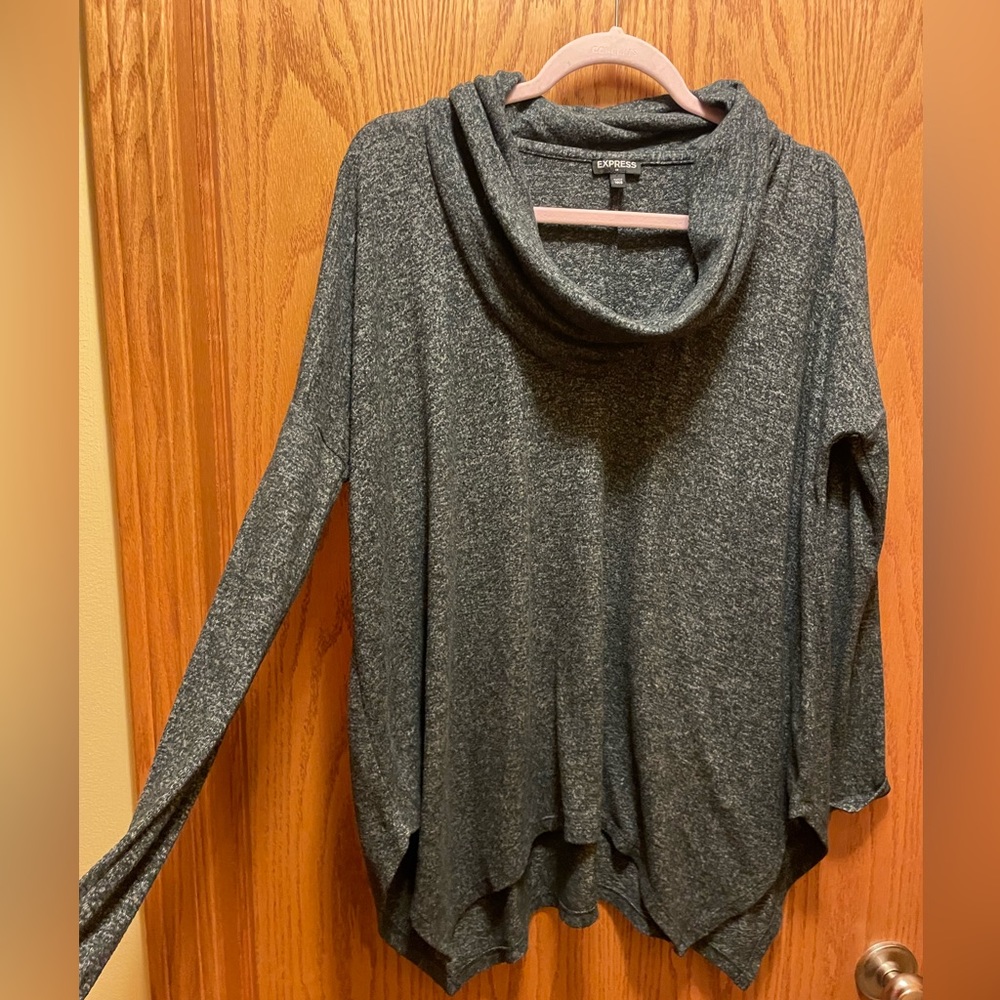 Dark Grey Long Sleeve Cowl Neck Sweater
